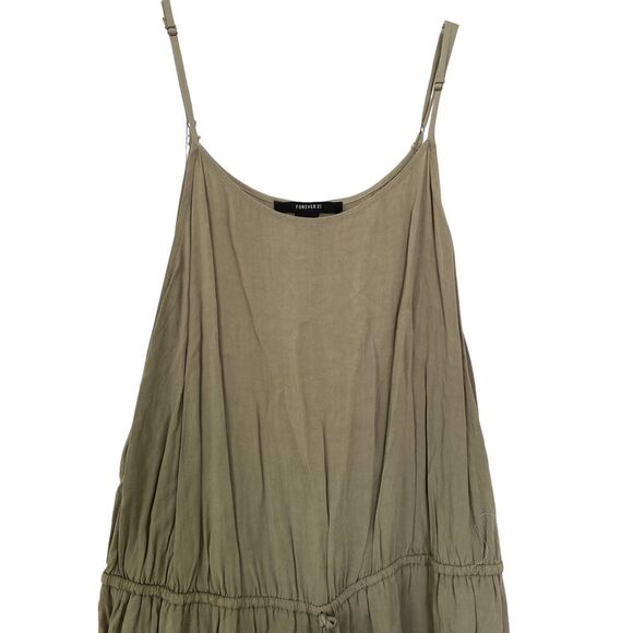 Forever 21 Army Green Lounge Sleeveless Adjustable Jumpsuit Playsuit Size Large - Picture 3 of 7